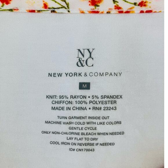 NY & Co. Orange Pink White Floral Sleeveless Tank Medium - Picture 3 of 3